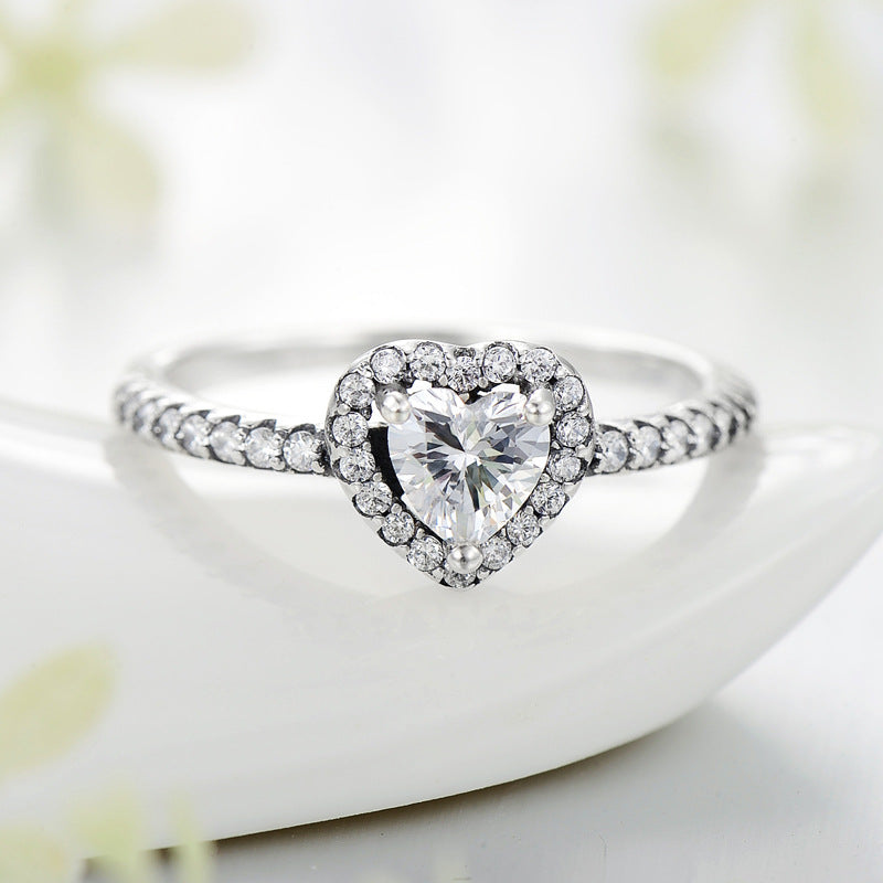 Anillo de corazón de circonía de plata esterlina de plata esterlina al por mayor